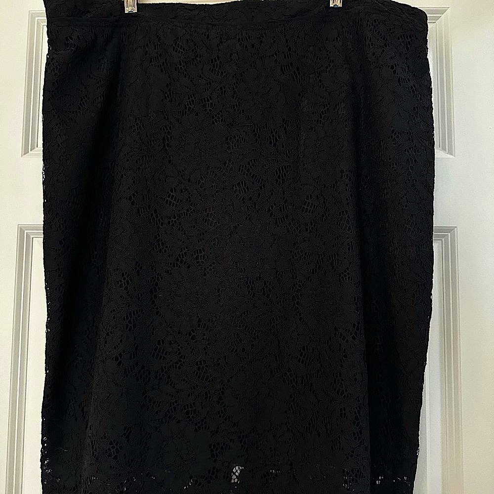 Who What Wear Black Lace Overlay Skirt, 20W